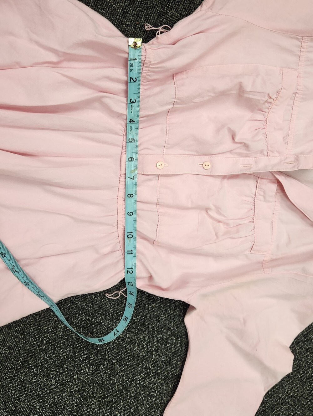 Vintage Stuart Alan Petites Pink Cotton Midi Shirt Dress Elastic Waist - Picture 10 of 10